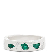 Harrods THE OUZE Sterling Silver and Emerald Scatter Ring Handmade Jewellery- Buy online at McGrocer