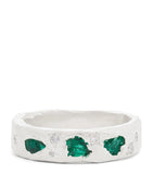 THE OUZE sterling silver and emerald scatter ring (British brand)