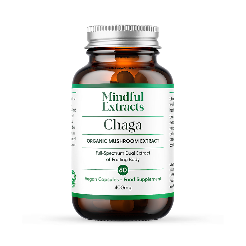 Mindful Extracts Chaga Mushroom Capsules 60, imported from the UK