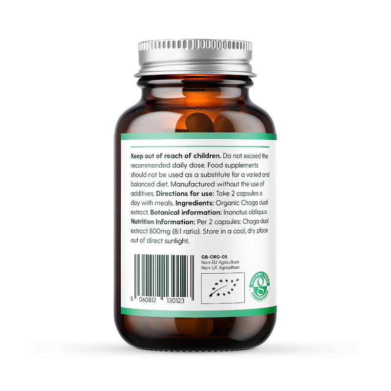 Mindful Extracts Chaga Mushroom Capsules 60, imported from the UK