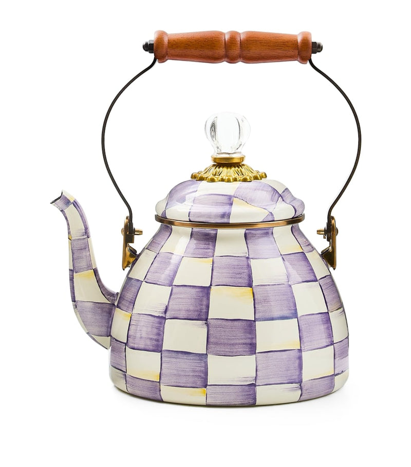 MacKenzie-Childs Violet Check 2-Quart tea kettle - British product