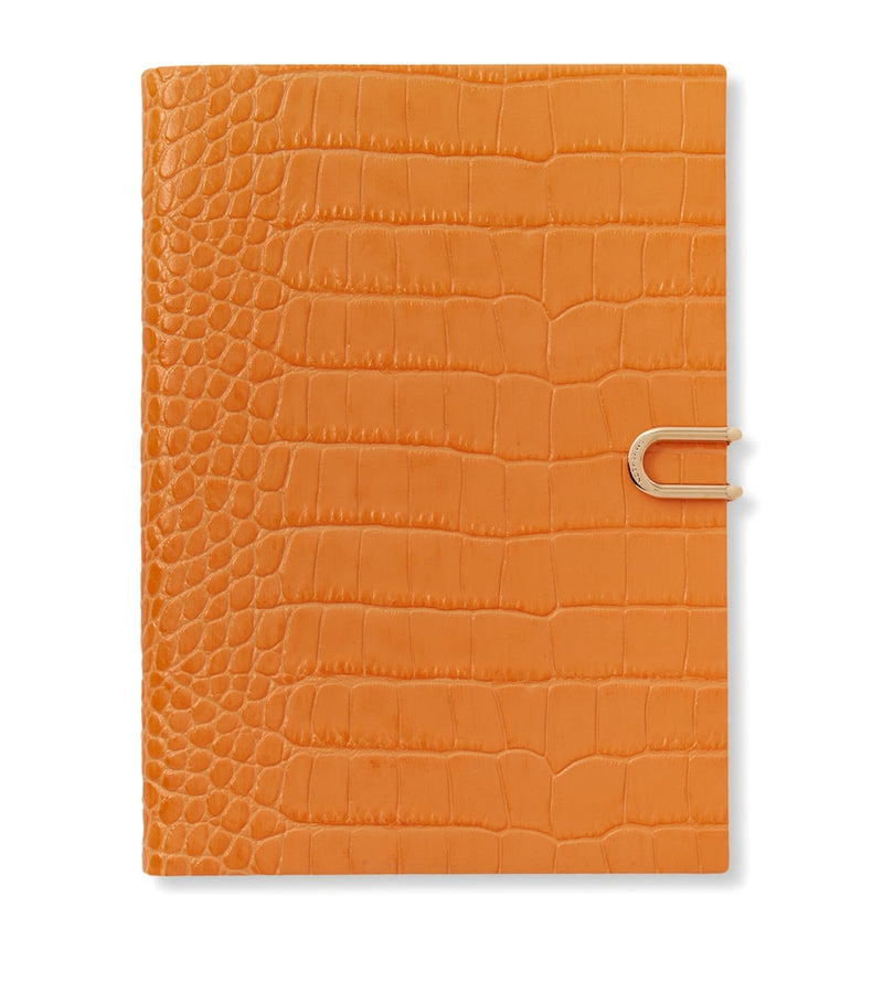 Smythson Mara leather croc-embossed notebook 20cm, imported from the UK