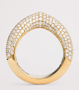 Yellow Gold and Diamond Drop Link Ring