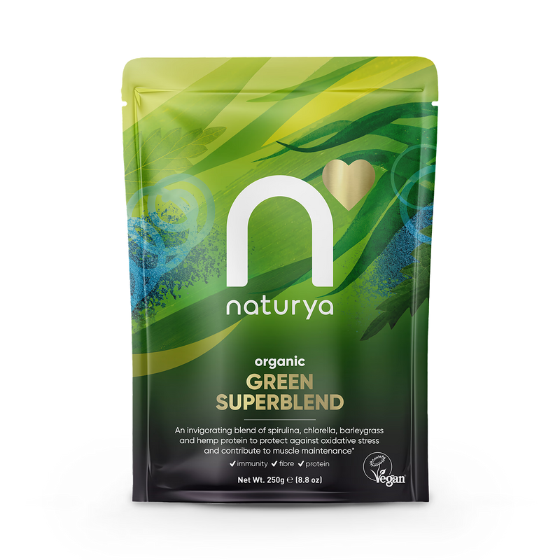 Naturya Organic Green Superblend 250g, imported from the UK