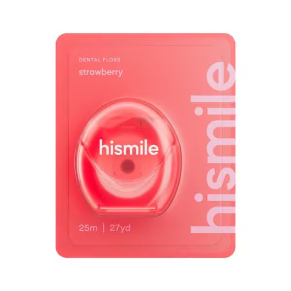 HiSmile strawberry flavoured dental floss for oral hygiene, UK version