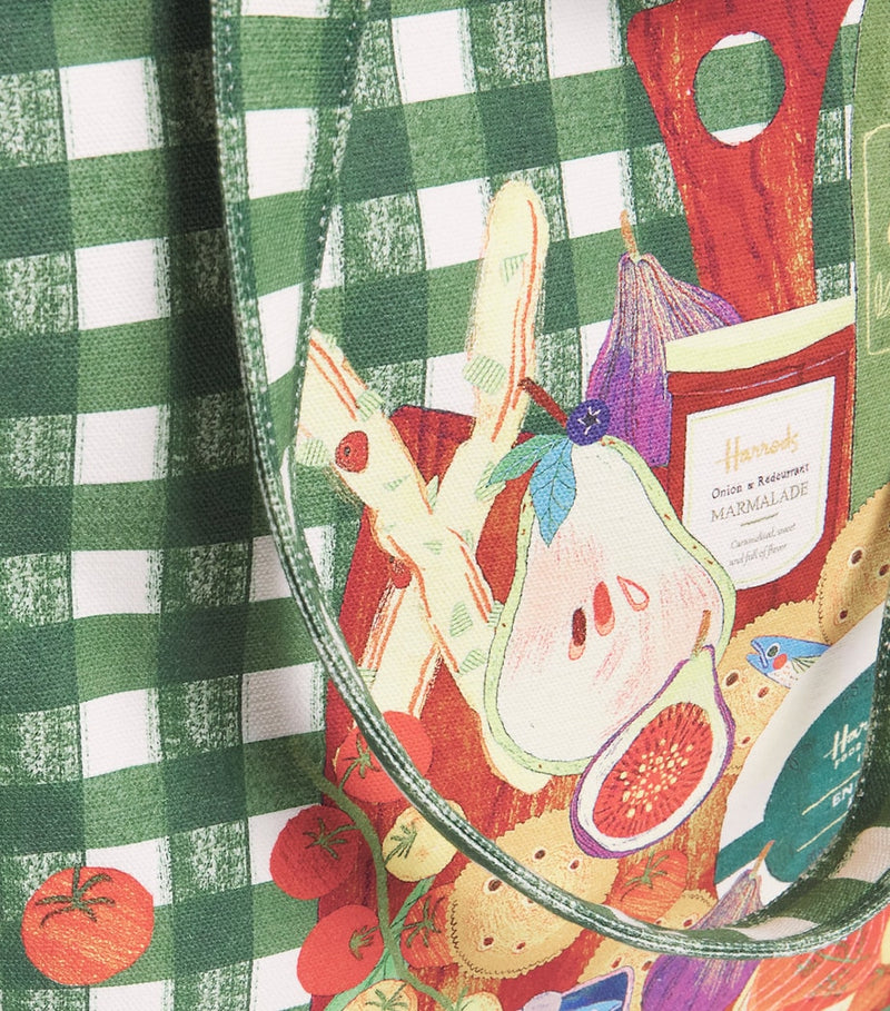 Harrods cotton canvas check feast shoulder bag - British product