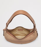 Aspinal of London Soho Crescent shoulder bag in suede, UK version