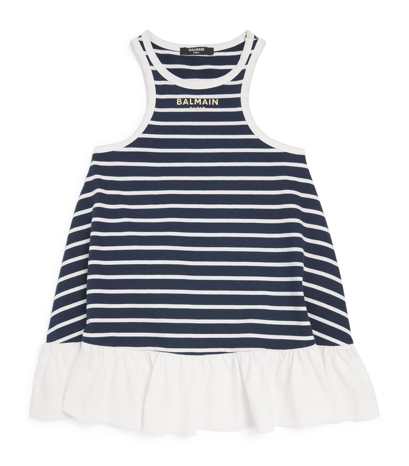 Balmain Kids cotton stripe logo dress 6-14 years - British product
