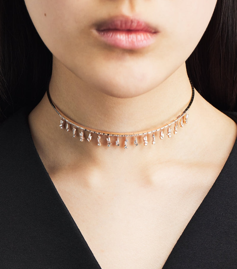 Suzanne Kalan rose gold and diamond choker, imported from the UK