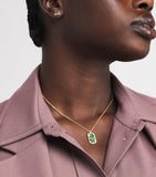 Suzanne Kalan yellow gold diamond and emerald dog tag necklace - British product
