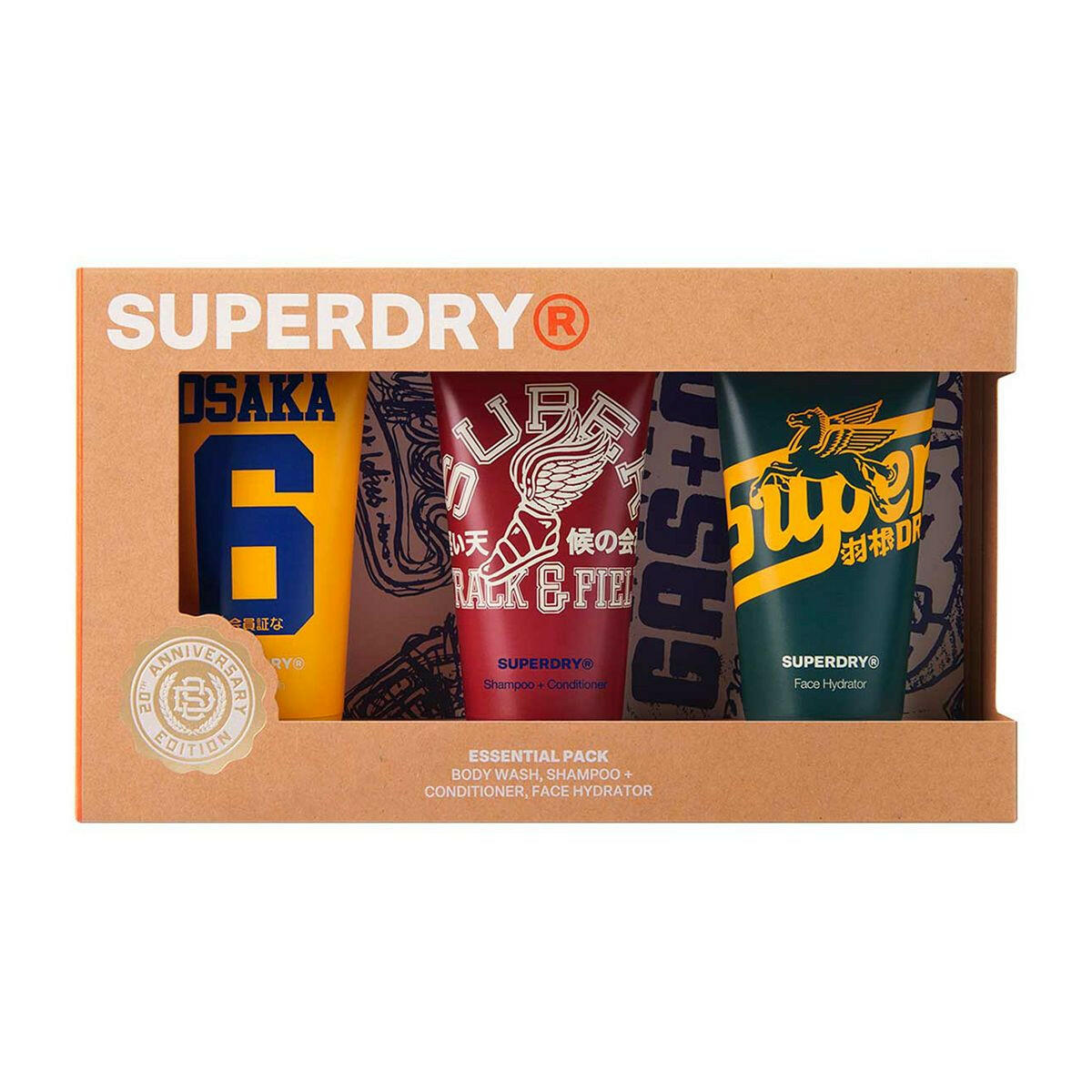Superdry Retro Essential Pack - Body Wash, 2-in-1 Shampoo & Conditioner, Face Hydrator GOODS Boots