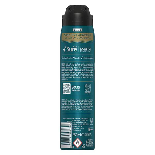 Sure Men Sport Cool Anti-Perspirant Spray 250ml (British brand)