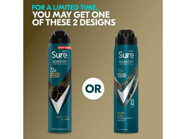 Sure Men Sport Cool Anti-Perspirant Spray 250ml (British brand)