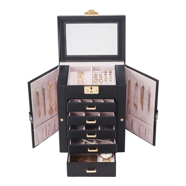 Livingandhome black jewellery box with mirror, imported from the UK