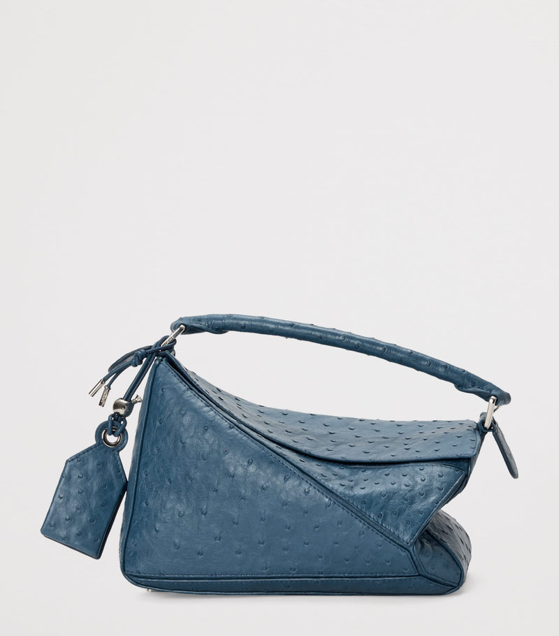 LOEWE Puzzle top-handle handbag ostrich leather, imported from the UK