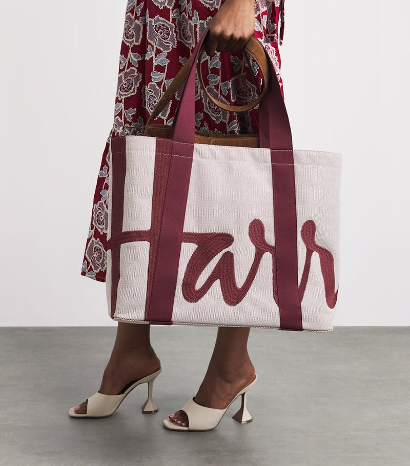 Harrods medium logo tote bag, imported from the UK