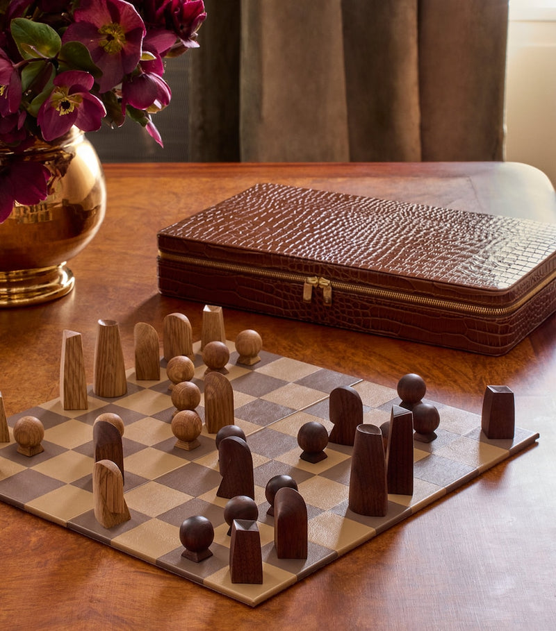 Aerin Leather Enzo Travel Chess Set - British product