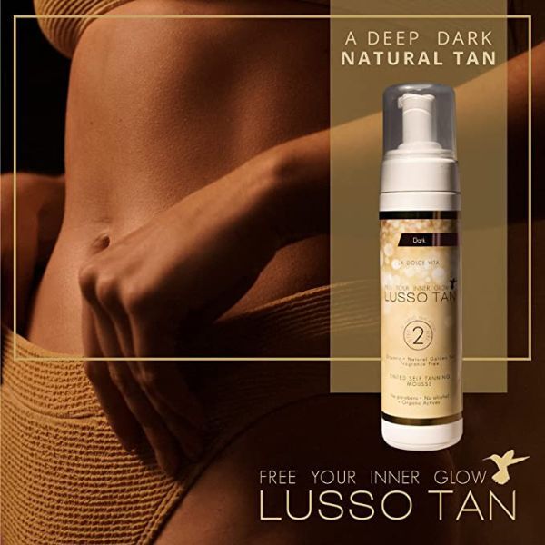Lusso Tan tinted self tanning mousse dark 200ml, UK version