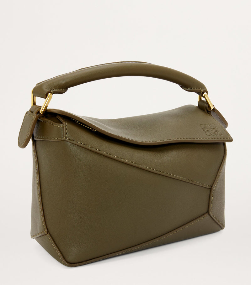 LOEWE Mini Puzzle Edge calfskin leather top-handle bag, imported from the UK