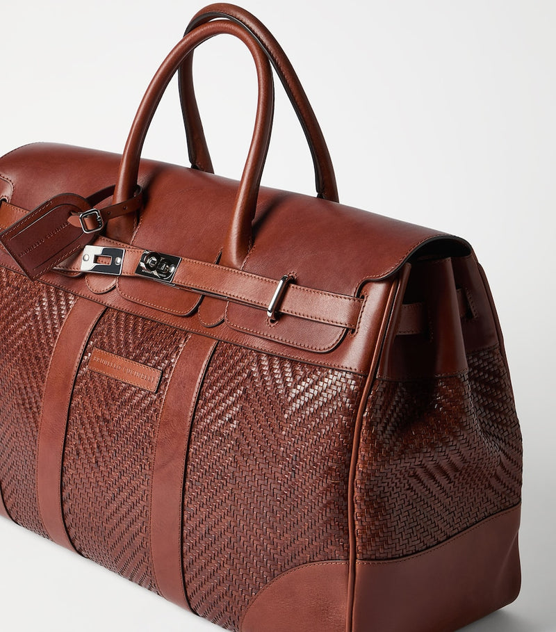 Brunello Cucinelli leather woven holdall - British product