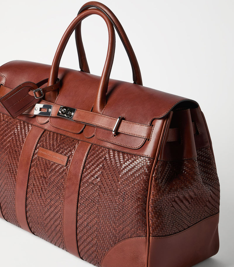 Brunello Cucinelli leather woven holdall - British product