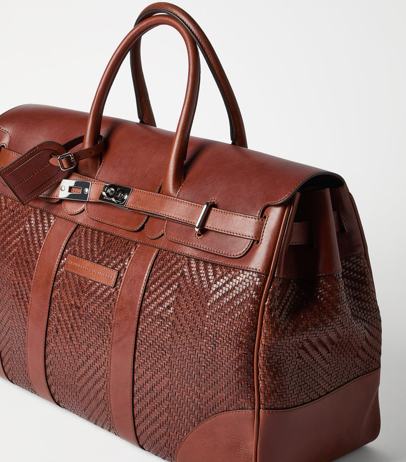 Brunello Cucinelli leather woven holdall - British product