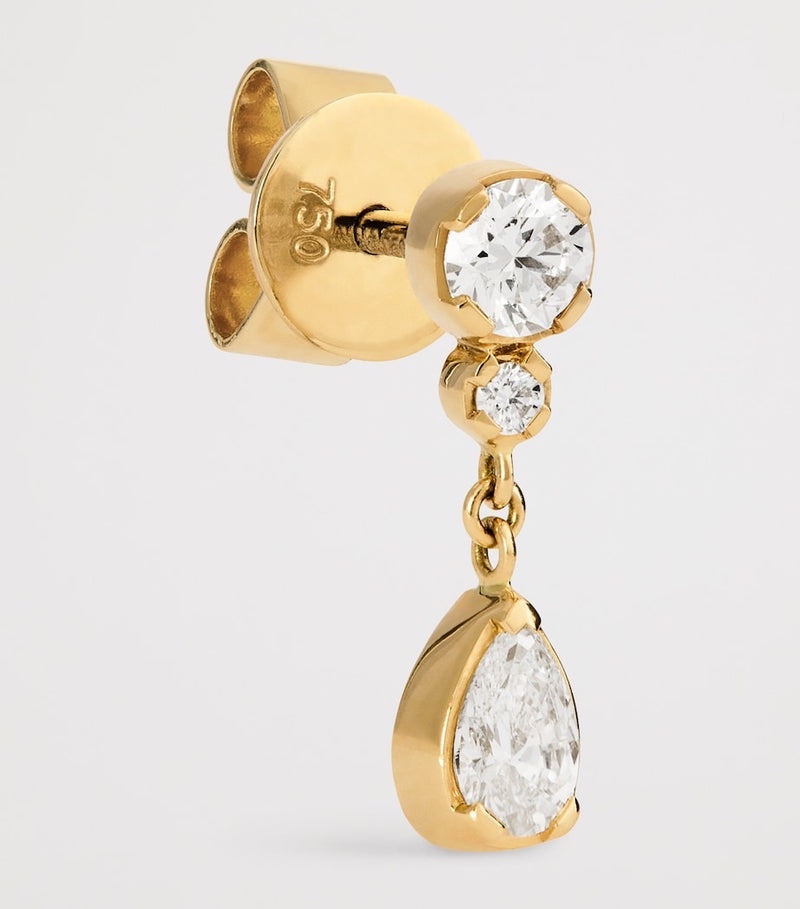 Sophie Bille Brahe yellow gold diamond single drop earring, UK version