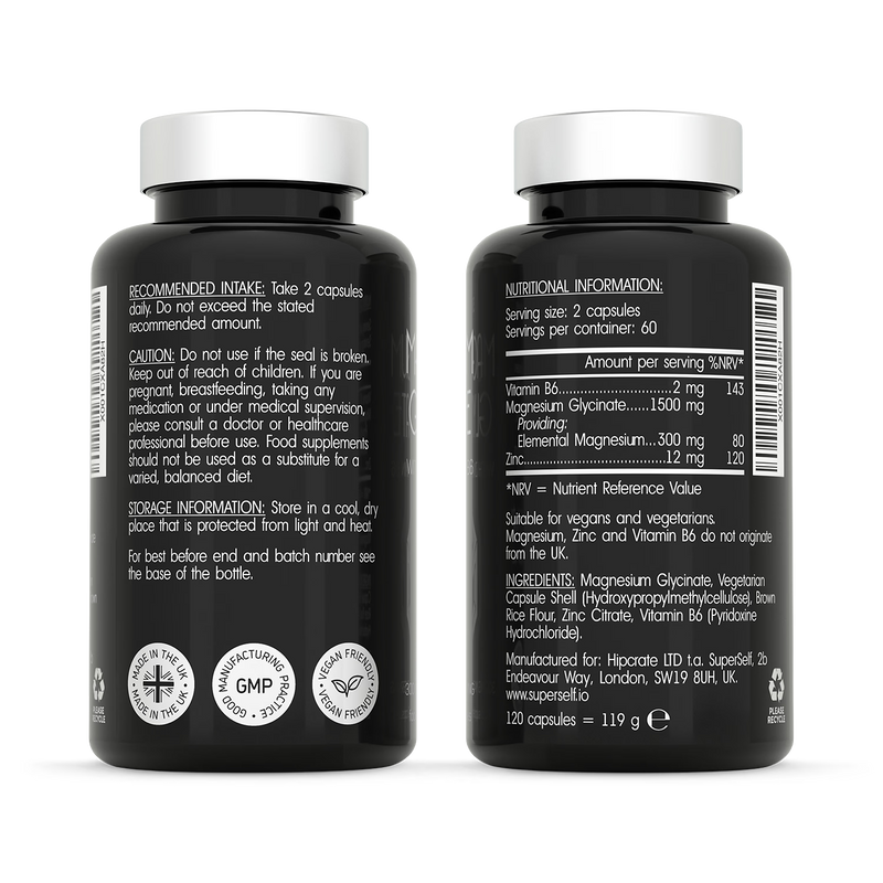 SuperSelf Magnesium Glycinate supplement 120 capsules - British product