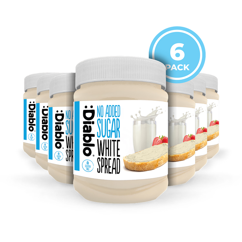 Diablo white chocolate spread no added sugar 350g pack of 6, imported from the UK