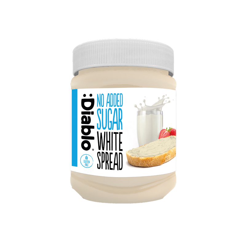 Diablo white chocolate spread no added sugar 350g pack of 6, imported from the UK