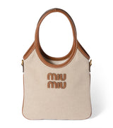 Harrods Miu Miu Canvas-Leather Ivy Tote Bag- Buy online at McGrocer