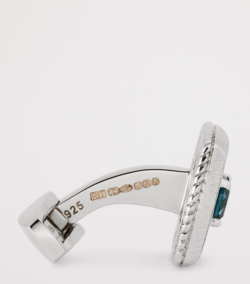 Tateossian sterling silver and topaz textured square cufflinks (British brand)