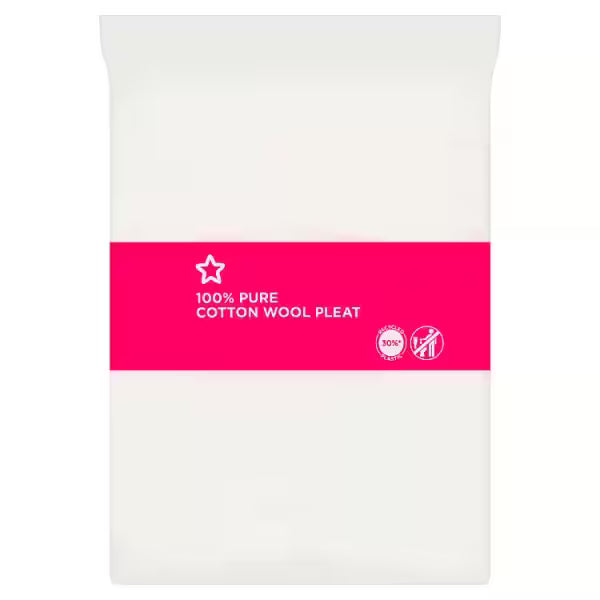 Superdrug cotton wool pleat face care pads 100g (British brand)