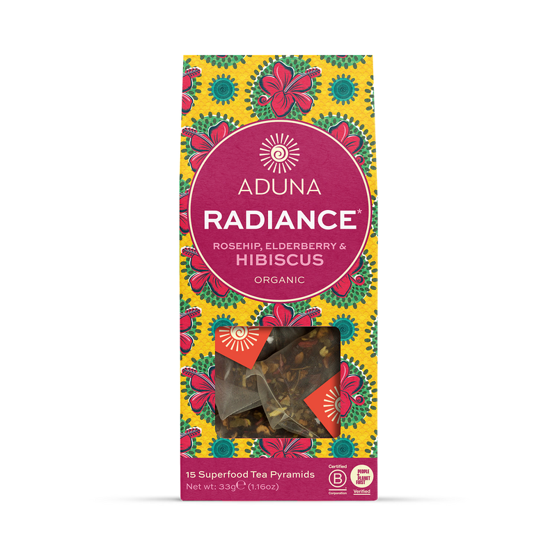 Aduna Radiance Superfood Hibiscus tea 15 tea bags, UK version