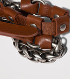 Miu Miu leather keyring with steel chain and calfskin, imported from the UK