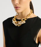 Balmain Sync necklace with chains and glass pearls, UK version