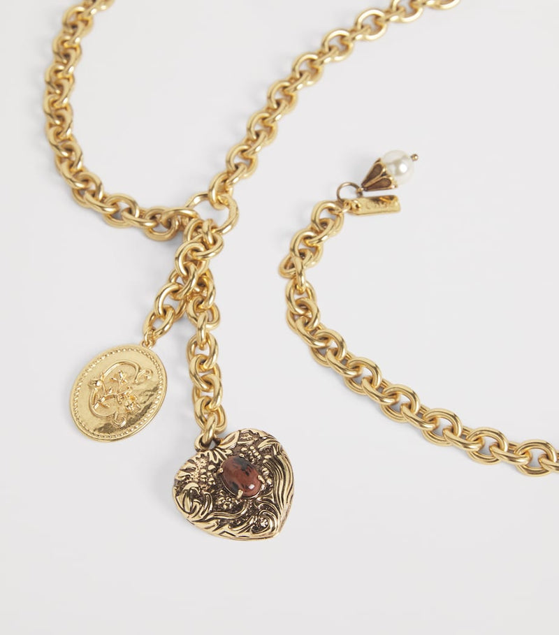 Chloé heart chain belt gold-tone faux pearl, imported from the UK