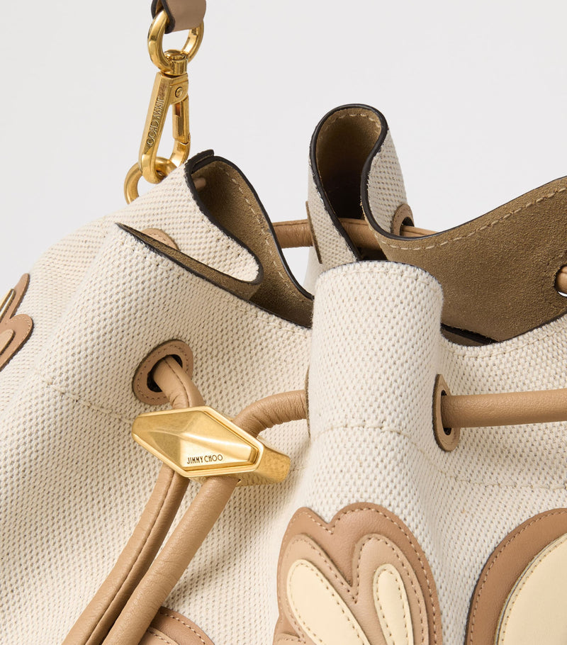 Jimmy Choo medium Cinch bucket bag in recycled canvas (British brand)
