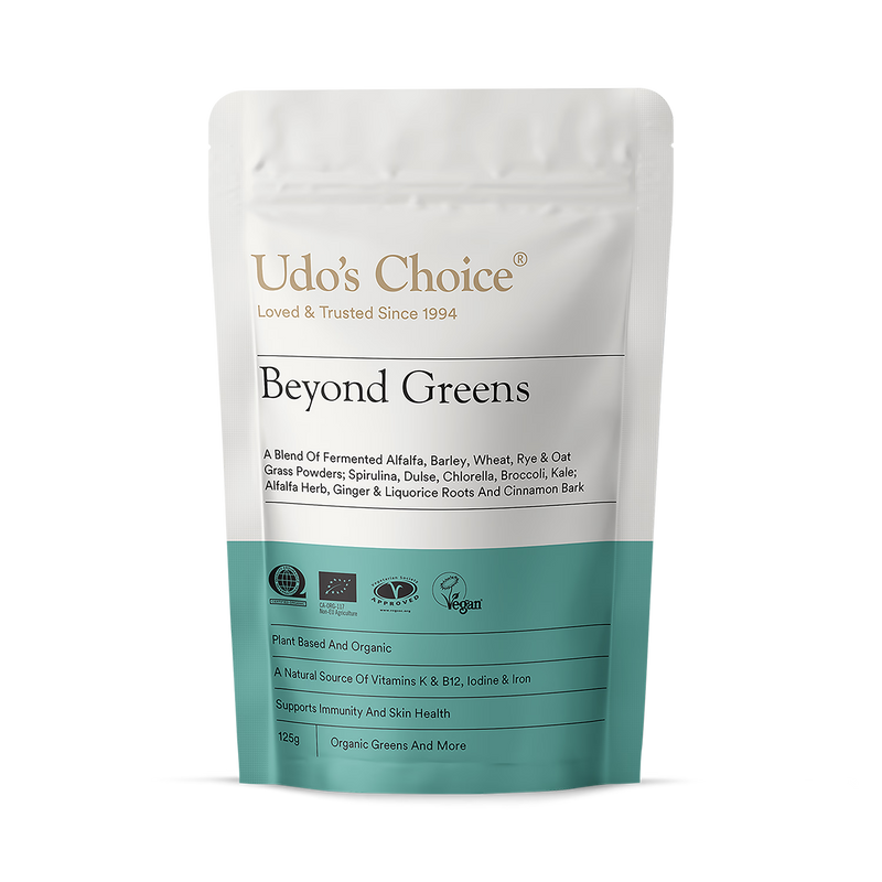 Udo's Choice Beyond Greens organic greens powder 125g, imported from the UK