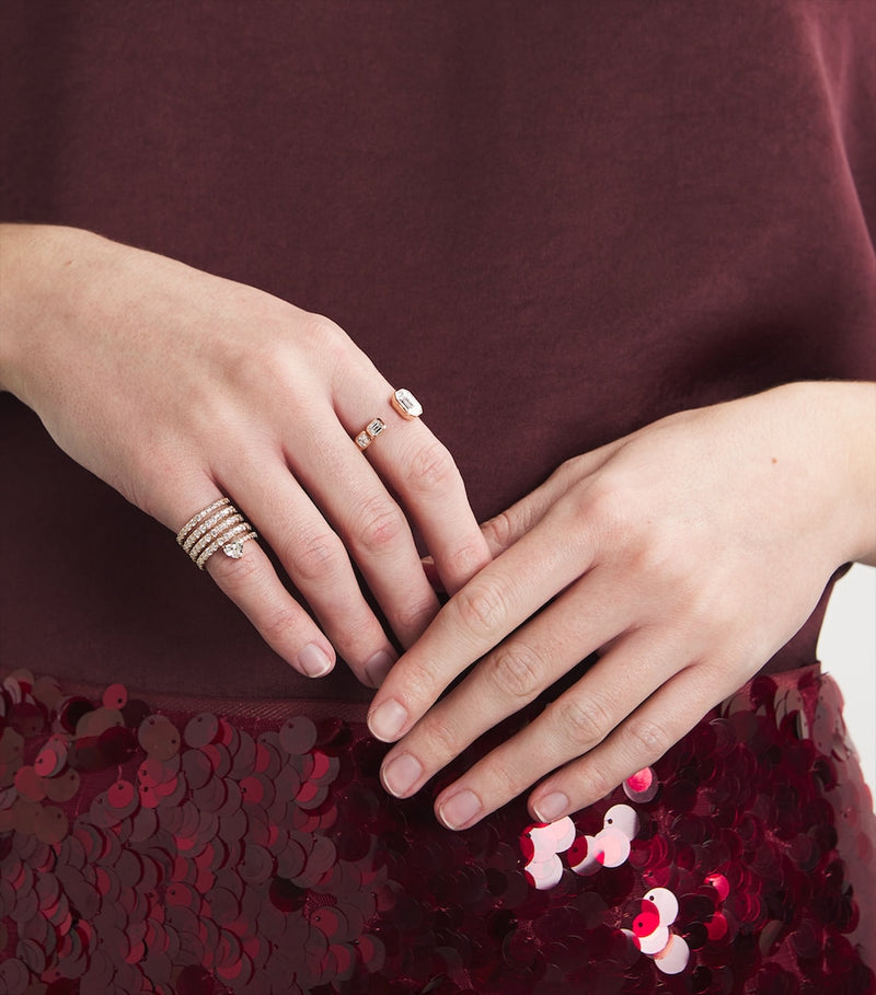 SHAY rose gold diamond east/west floating ring (British brand)