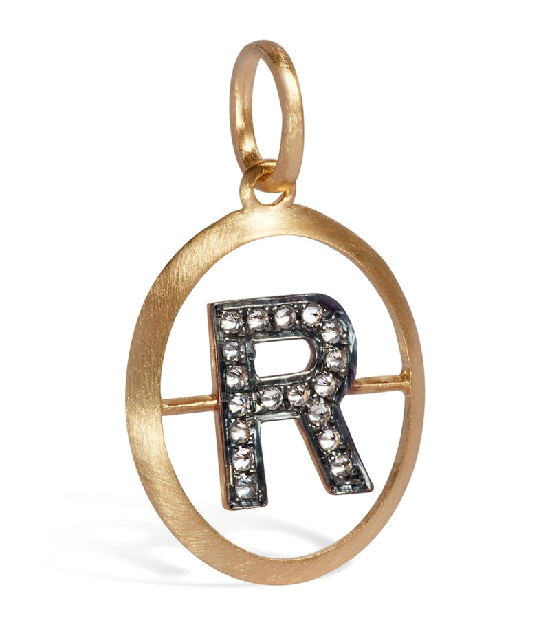 Annoushka Initial R Pendant in 18-karat yellow gold with diamonds (British brand)