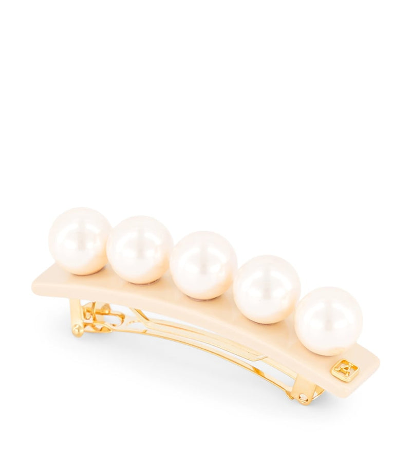 Alexandre de Paris oversize pearl-detail hair clip 6cm, imported from the UK
