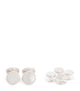 Harrods Deakin & Francis Sterling Silver and Mother-of-Pearl Round Cufflinks- Buy online at McGrocer