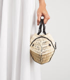 STAUD wicker Cleo fish handbag, imported from the UK