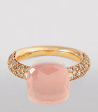 Pomellato Nudo ring with pink quartz and diamonds, UK version