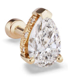 Maria Tash gold pear diamond stud 6mm, imported from the UK