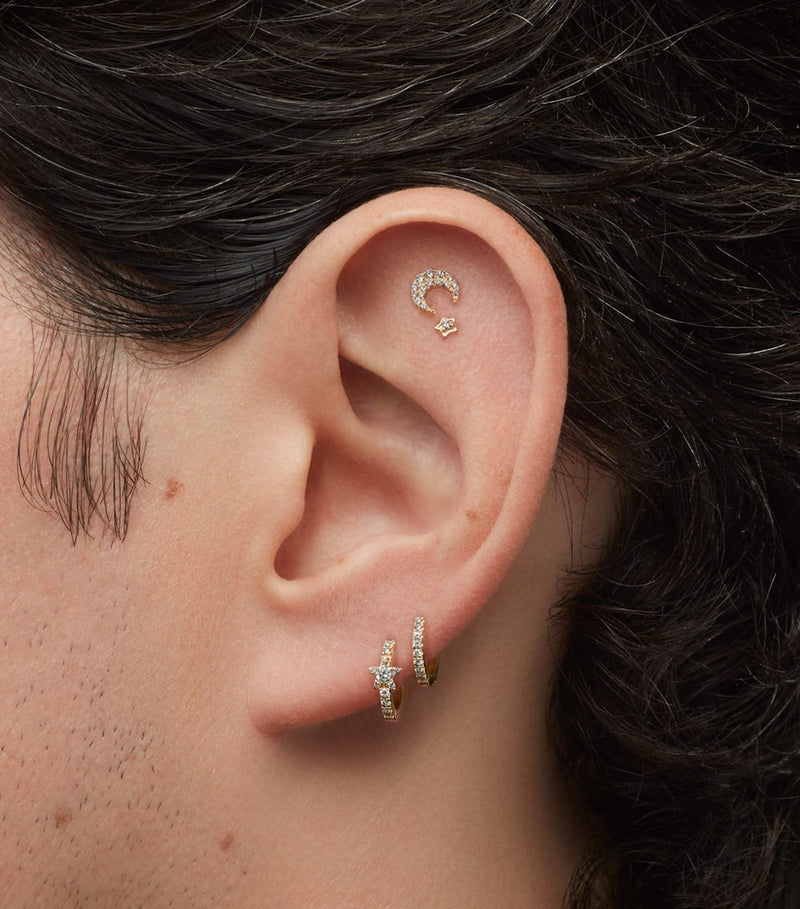 Maria Tash diamond moon stud earring 5.5mm (British brand)