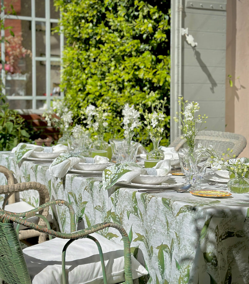 Summerill & Bishop linen Lily of the Valley tablecloth 165cm x 380cm (British brand)