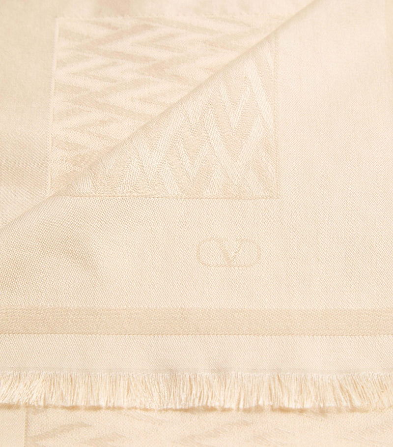 Valentino Garavani silk-wool scarf neutral, UK version
