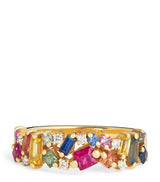 Harrods Suzanne Kalan Yellow Gold Diamond and Rainbow Sapphire La Fantaisie Half-Band Ring- Buy online at McGrocer